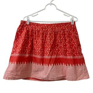 Old Navy Womens Sz Medium Cotton Peach Pink Patterned Circle Mini Skirt Summer
